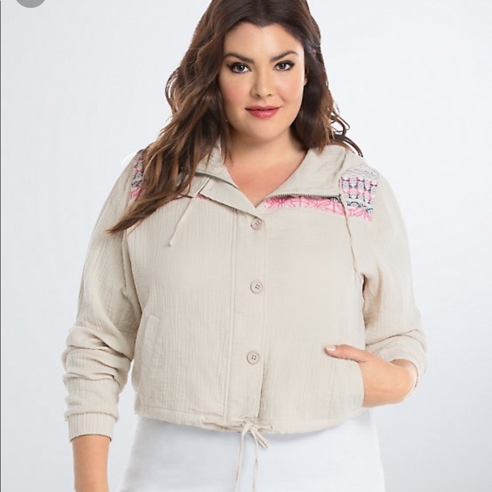 TORRID Embroidered Crop Jacket